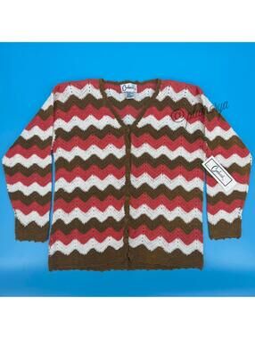 Carducci Womens Vintage Crochet Knit Sweater Cardigan Cottage Grandma Size S NWT